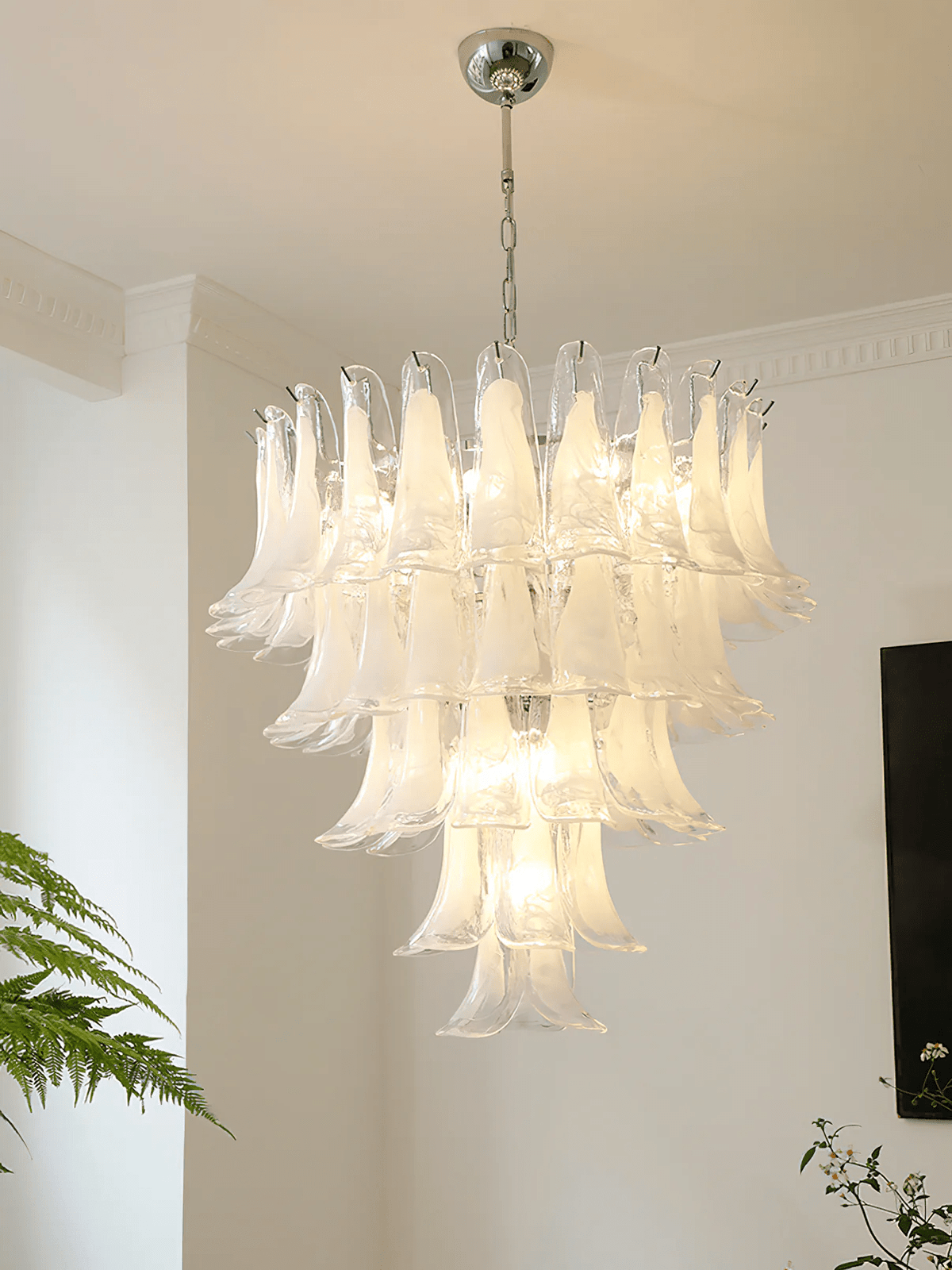 Elvess candelabru din sticlă Murano Frunze Aurii