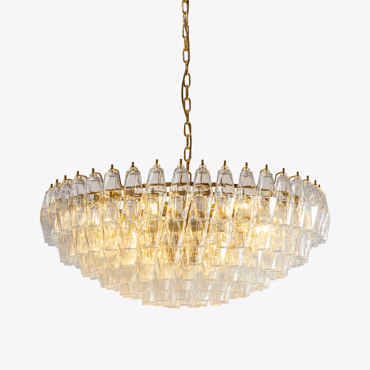 Naely candelabru din sticlă Murano transparentă cu formă poliedrică în stil vintage