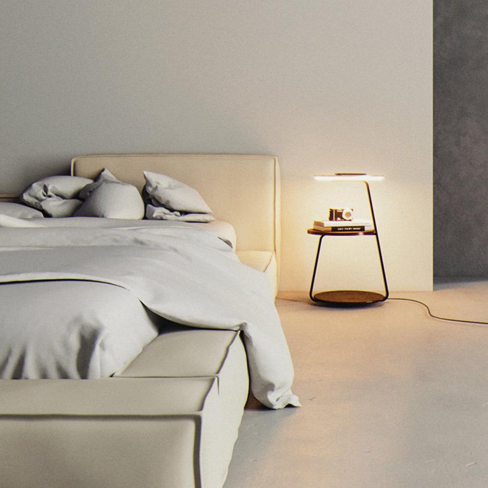 Muto lampadar din lemn rotund natural pentru living sau dormitor