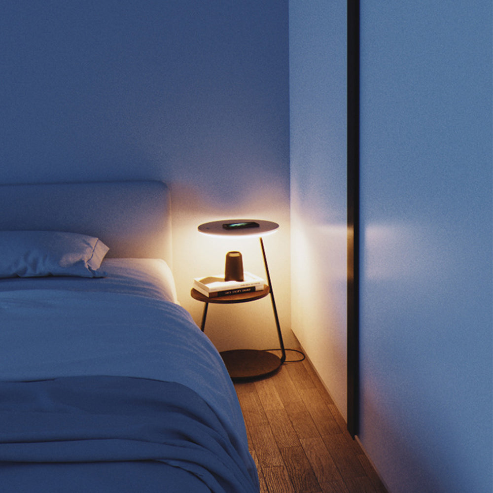 Muto lampadar din lemn rotund natural pentru living sau dormitor