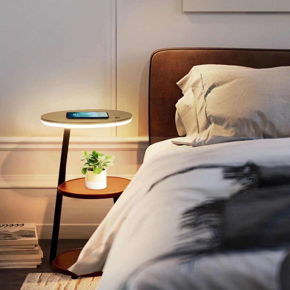 Muto lampadar din lemn rotund natural pentru living sau dormitor