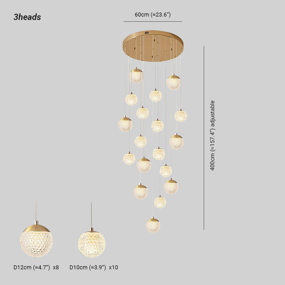 Arisha lampă suspendată Art Deco Jibril multi-etaj modern, aur