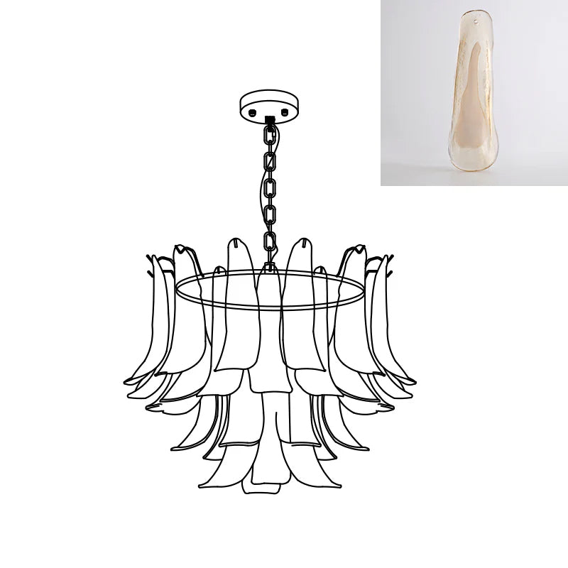 Elvess candelabru din sticlă Murano Frunze Aurii