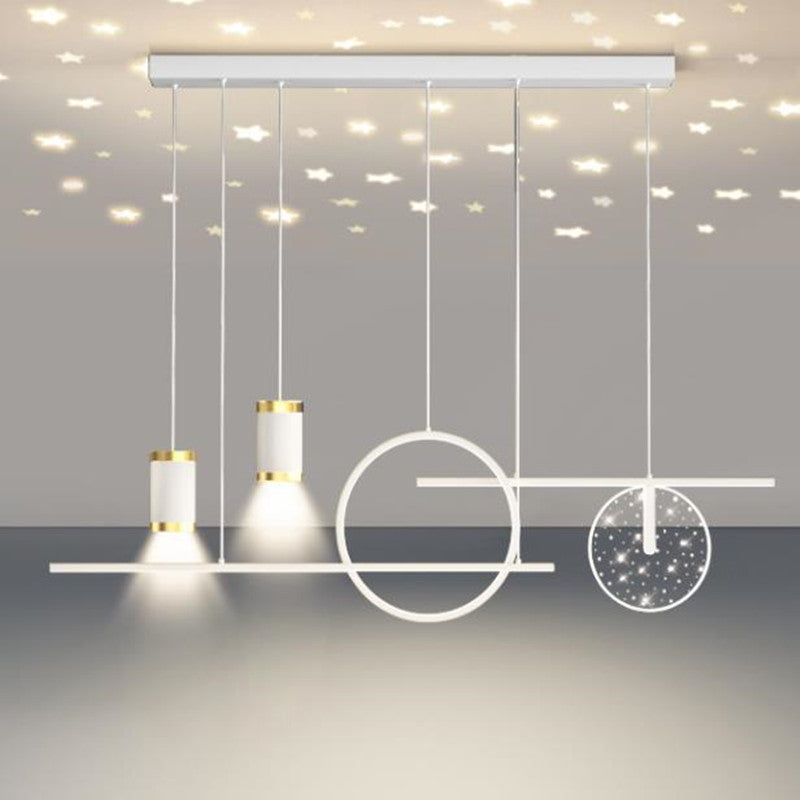Arisha lampă suspendată modernă Metalică cu Stele, negru/alb/auriu