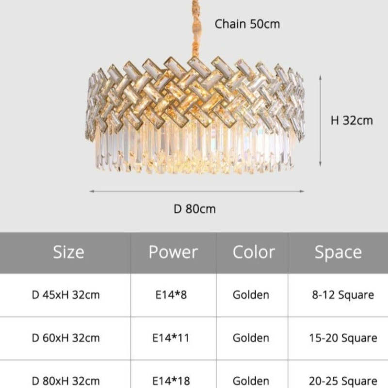 Kristy candelabru auriu din cristal și metal, de lux