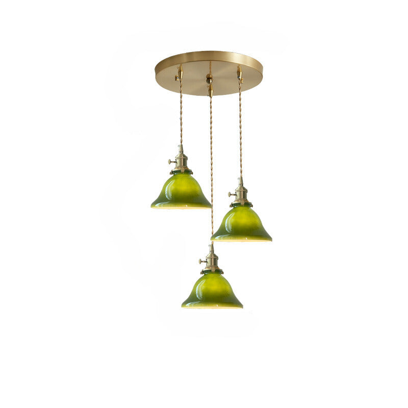 Valentina lampă suspendată verde din cupru și sticlă, rustică, vintage, LED, pentru sufragerie