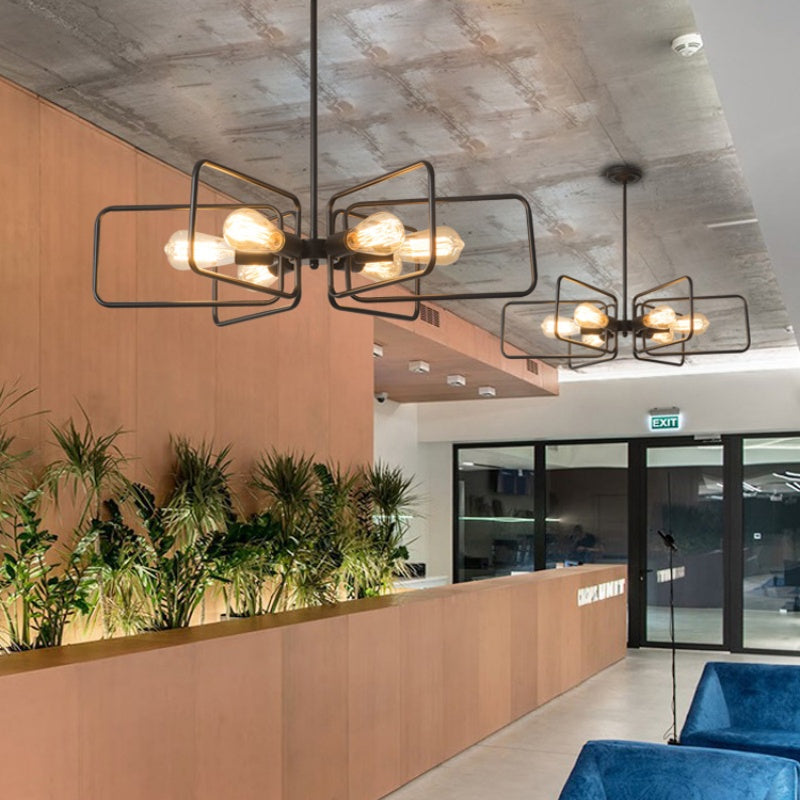 Alessio candelabru LED industrial, negru, din metal, pentru living și dormitor