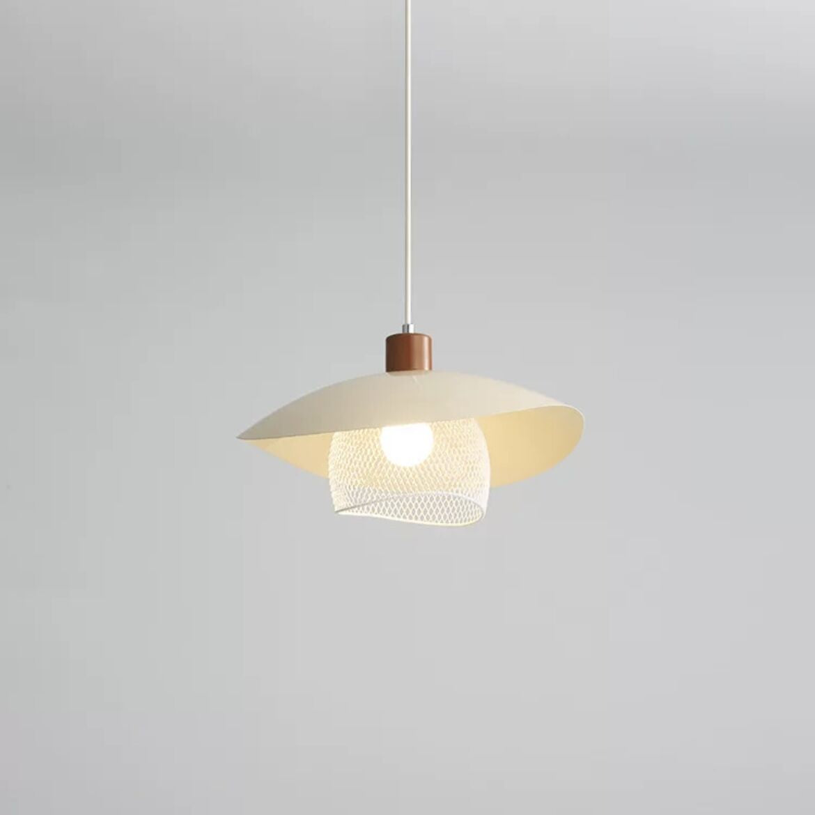 Arisha lampă suspendată LED modern bej/Verde/lemn pentru sufragerie