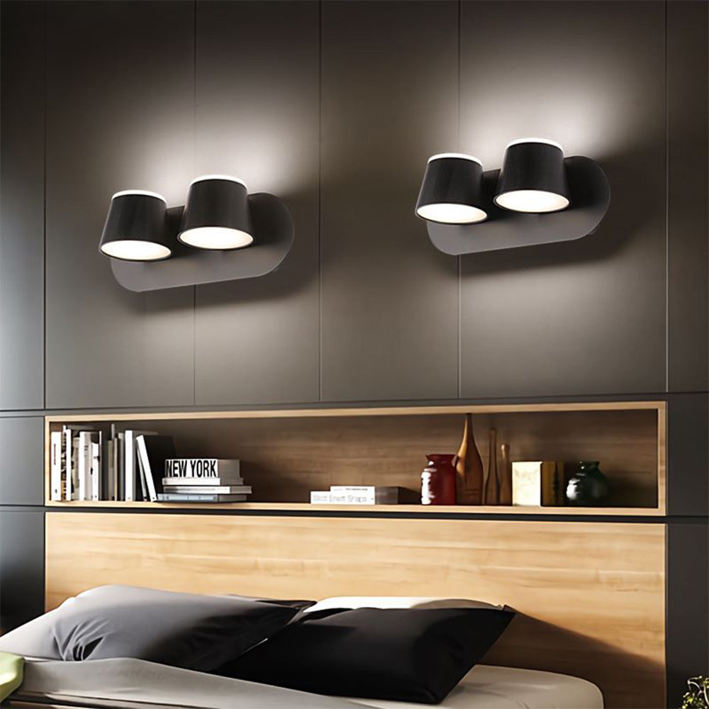 Arisha modern Cylindrical metal oglindă Front aplică de perete, negru
