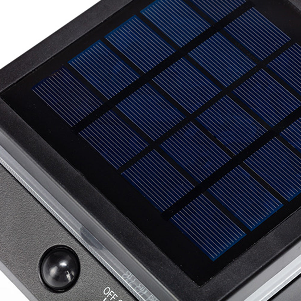 Ray aplică de perete pentru exterior modern minimalist cu senzor dreptunghiular solar impermeabil, negru