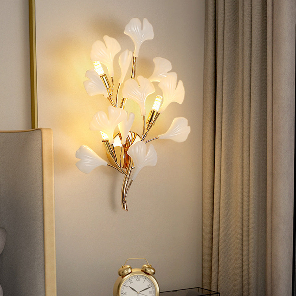 Olivia Decorative floare în stil ceramic alb aurit aplică de perete