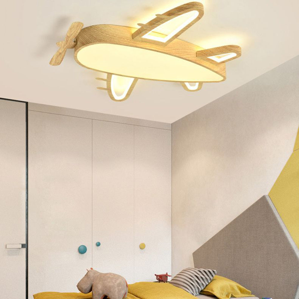 Arisha plafonieră modernă Art Deco din lemn, în formă de avion, lemn/lemn închis