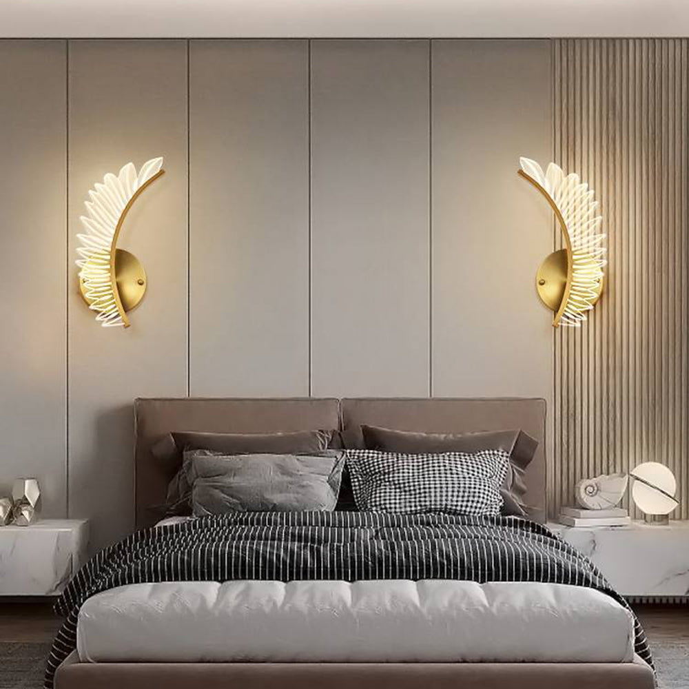 Kristy modern auriu Feather aplică de perete, 3 Stil