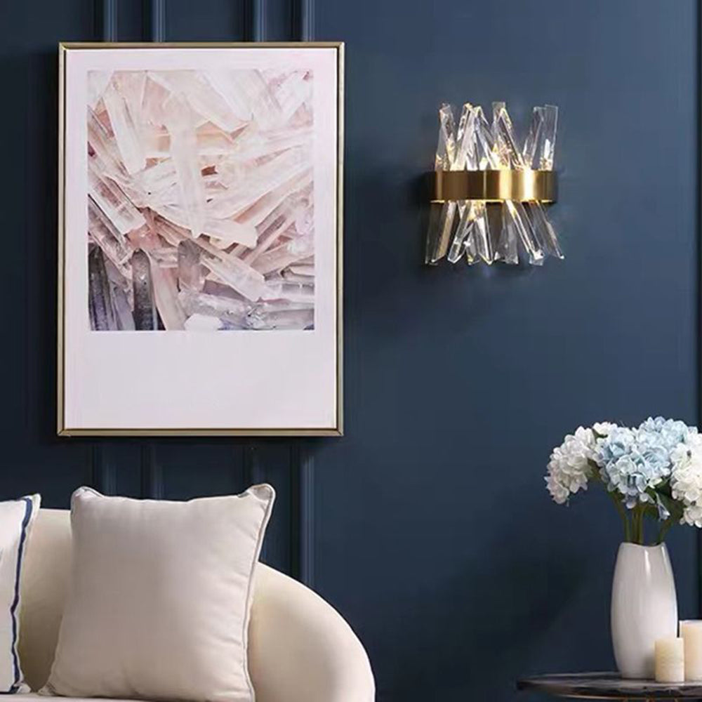 Kristy aplică de perete decorativă geometrică din cristal și metal, auriu