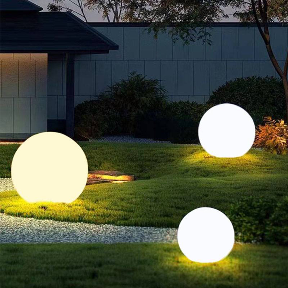 Ray corp de iluminat pentru exterior alb din rășină, minimalist, cu glob, LED