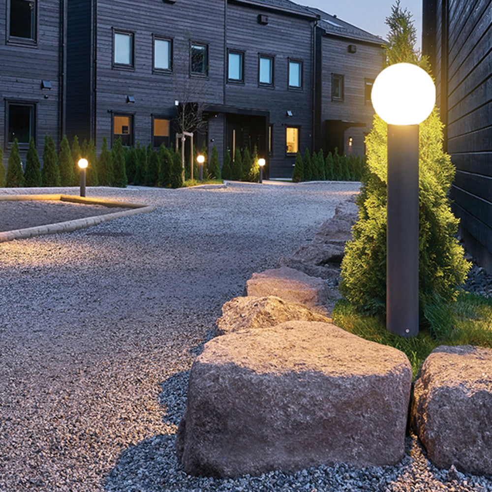 Ray modern metal Circular Lamp holder Outdoor Path Light, negru