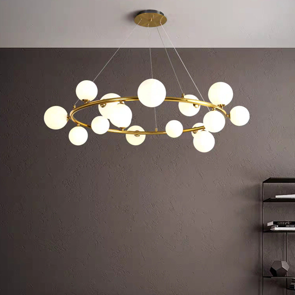 Valentina candelabru  modern din sticlă cu sferă și inel, Culoare: Aur/negru