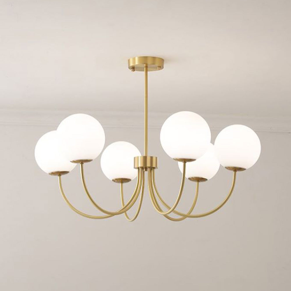 Valentina candelabru  modern cu abajur sferic din metal și sticlă, culoarea aur