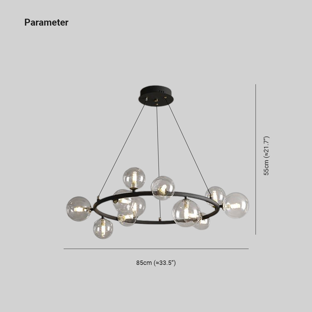 Valentina candelabru  modern din sticlă cu sferă și inel, Culoare: Aur/negru