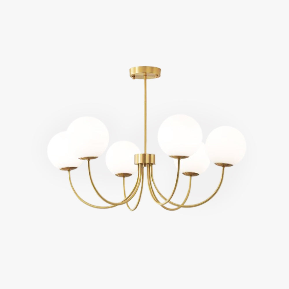 Valentina candelabru  modern cu abajur sferic din metal și sticlă, culoarea aur