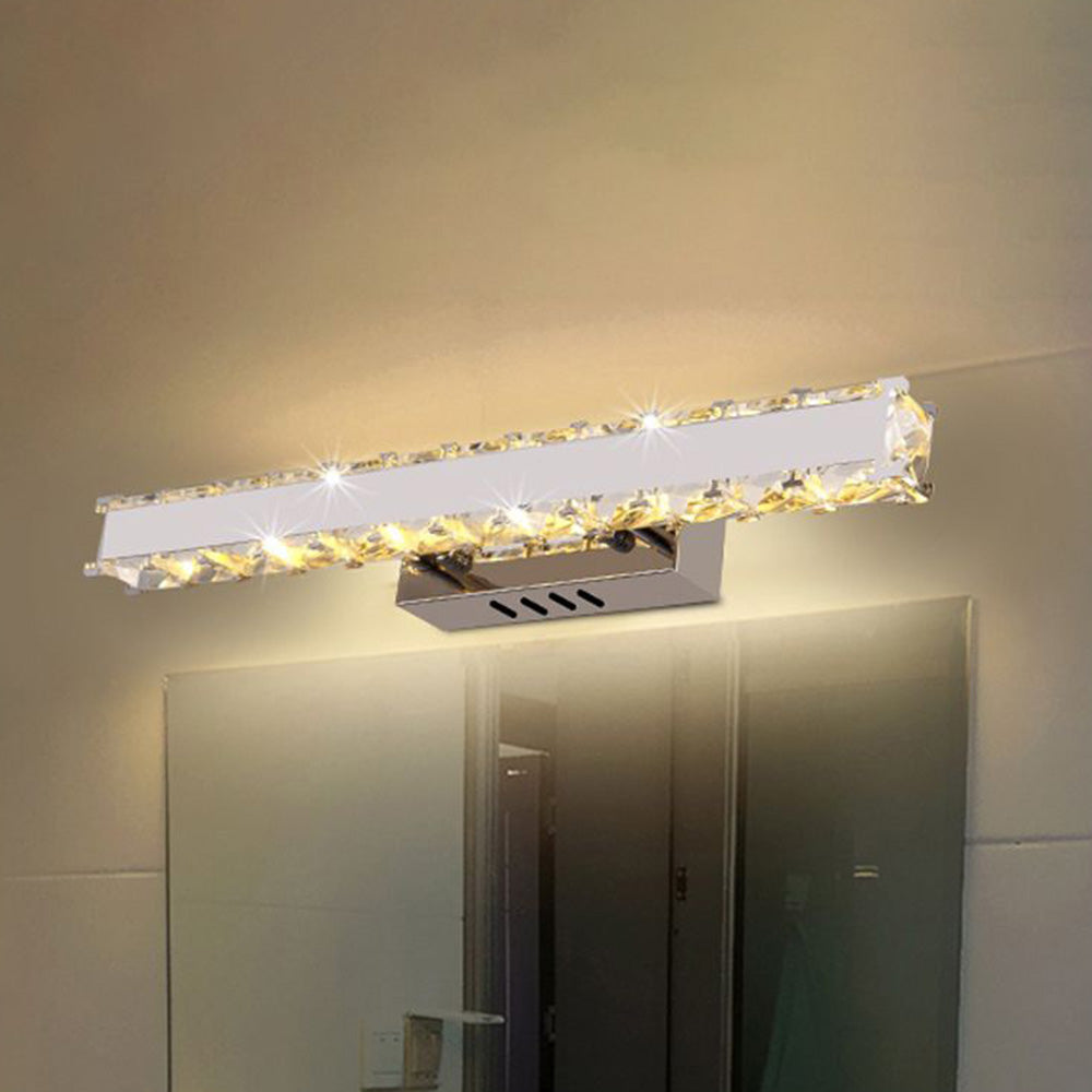 Kristy modern Rectangular metal/cristal oglindă Front aplică de perete, auriu