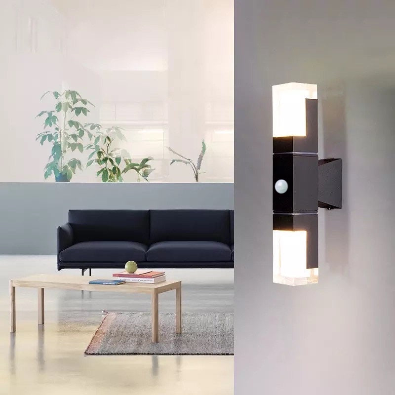 Ray aplică de perete pentru exterior modern Rectangular Double-Head metal Outdoor aplică de perete
