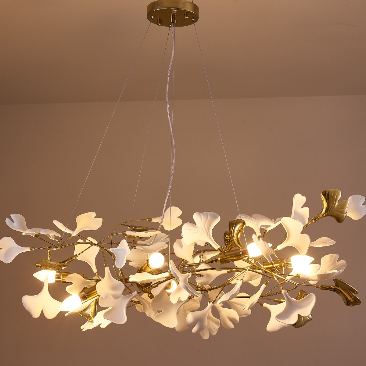 Olivia candelabru  de lux Ceramic Mare pentru hol, Gingko leaf, living, pentru foaier