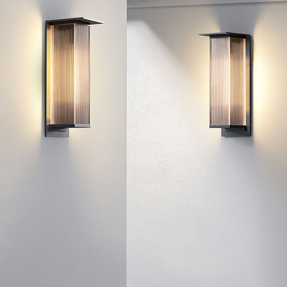 Ray aplică de perete dreptunghiulară modernă din metal, pentru exterior, neagră