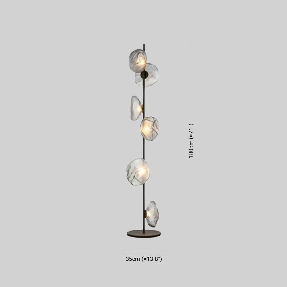 Byers de lux floare metal/sticlă lampadar, negru/auriu/Gri