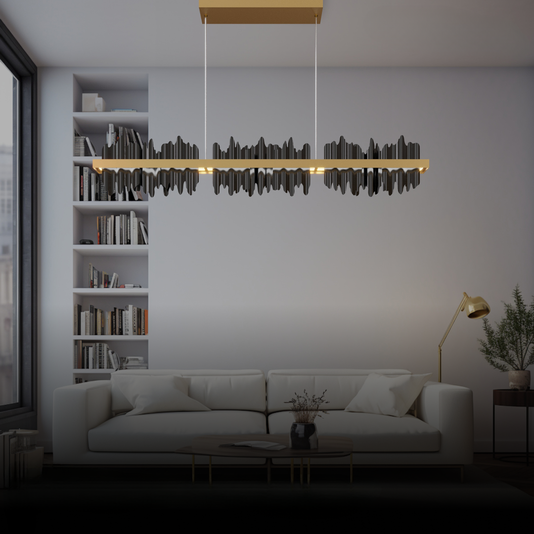 Kristy candelabru industrial Dreptunghiular metal Aur negru living