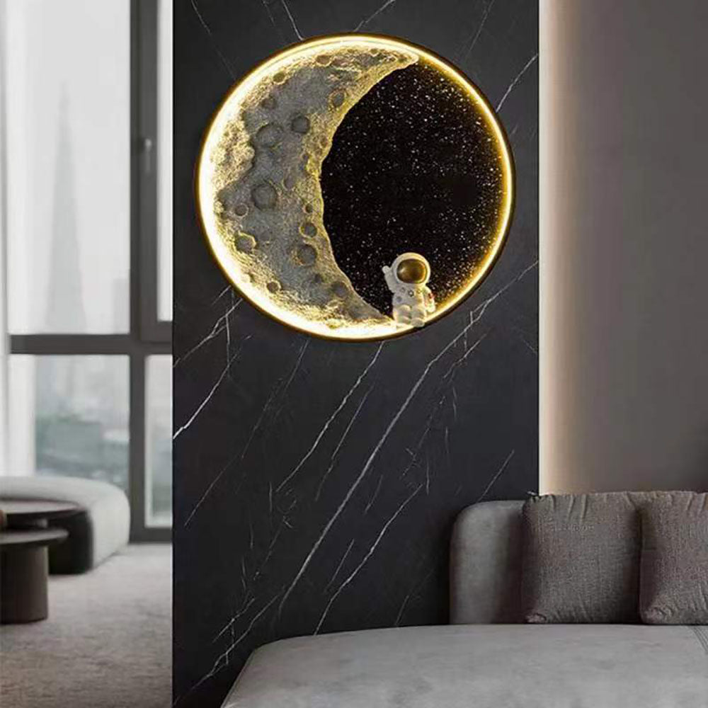 Aria modern Astronaut Moon metal negru aplică de perete
