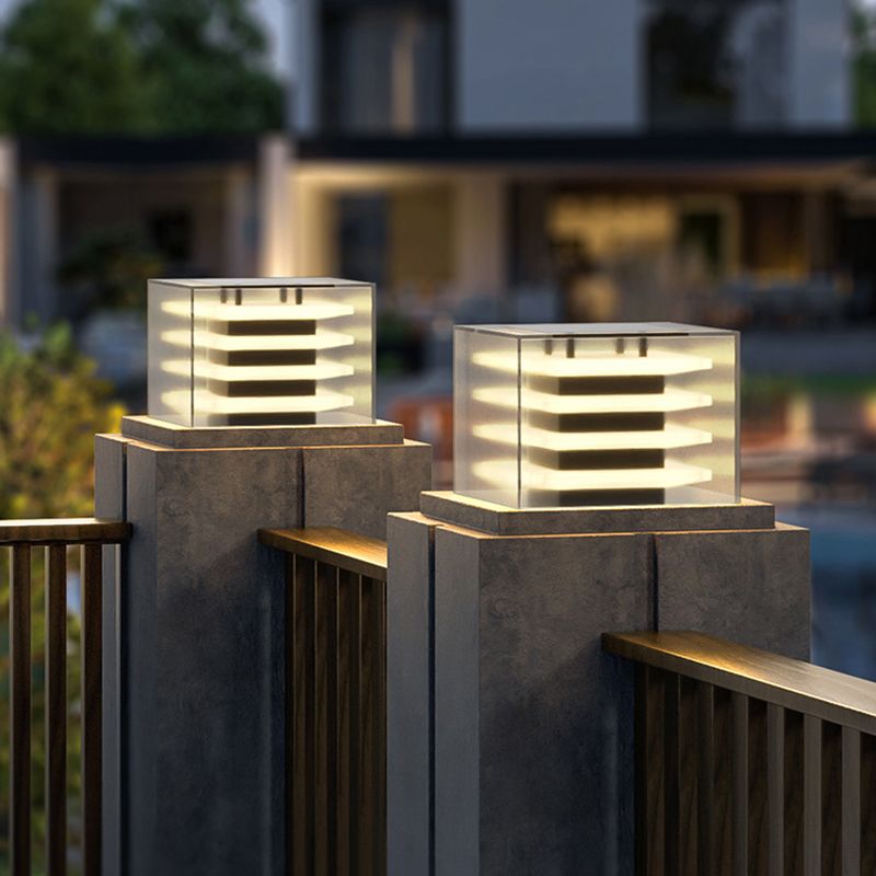Ray lampă de perete pentru exterior modernă dreptunghiulară din metal solar, negru
