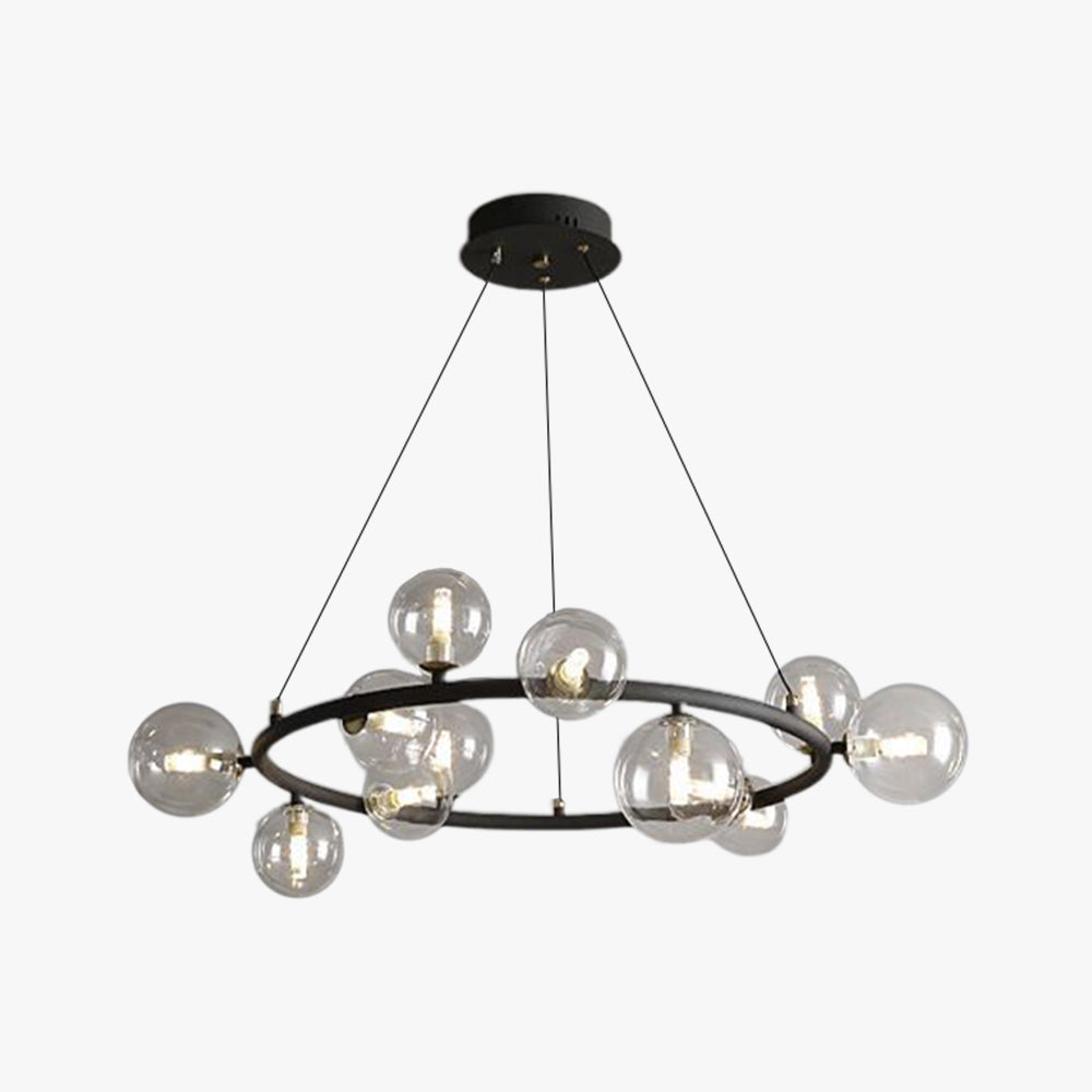 Valentina candelabru  modern din sticlă cu sferă și inel, Culoare: Aur/negru