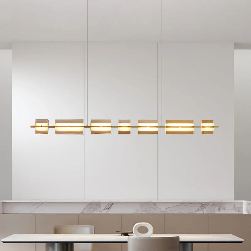 Arisha modern Nordic Linear metal/sticlă lampă suspendată, Alama neagră