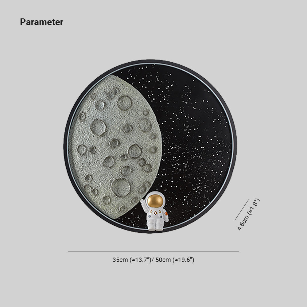 Aria Astronaut Rotund Lună neagră aplică de Perete, metal