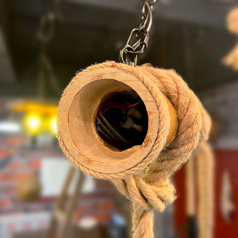 Silva Vintage 3 surse de lumină lemn coardă lampă suspendată
