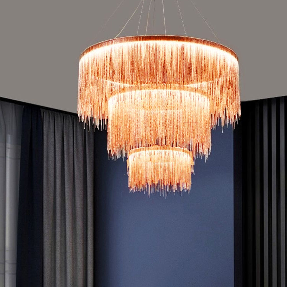 Arisha Tassel Chain Art Deco lampă suspendată Argintiu/Aur living/Hall