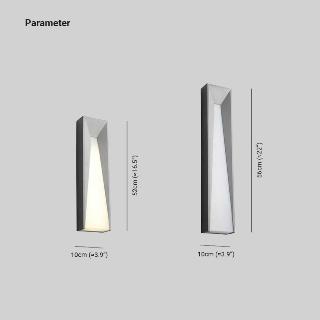 Ray aplică de perete pentru exterior modernă dreptunghiulară din metal, negru/alb
