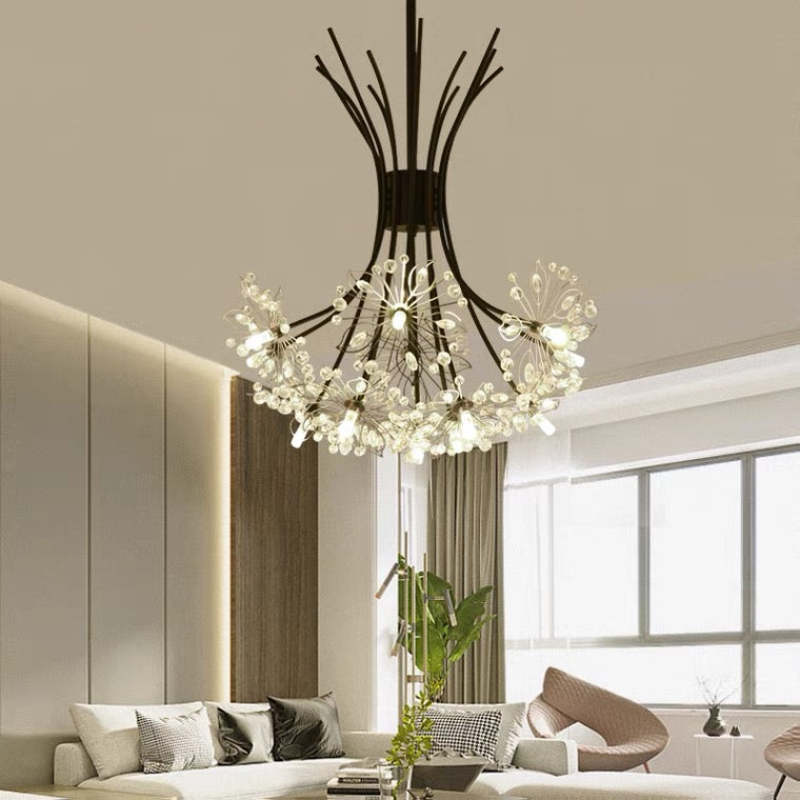 Arisha candelabru modern Art Deco din cristal cu Formă Sputnik, negru/Aur