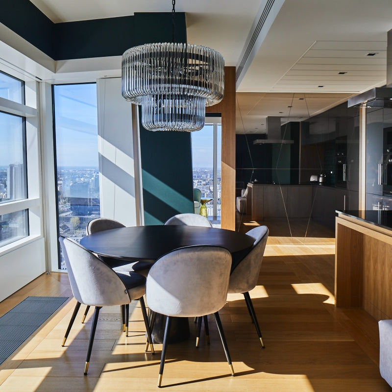 Kristy candelabru modern de lux LED plafonieră neagră/Aur sticlă living