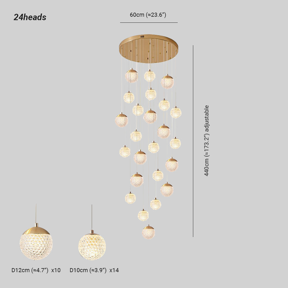 Arisha lampă suspendată Art Deco Jibril multi-etaj modern, aur