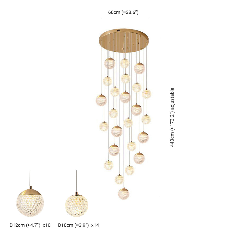 Arisha lampă suspendată Art Deco Jibril multi-etaj modern, aur