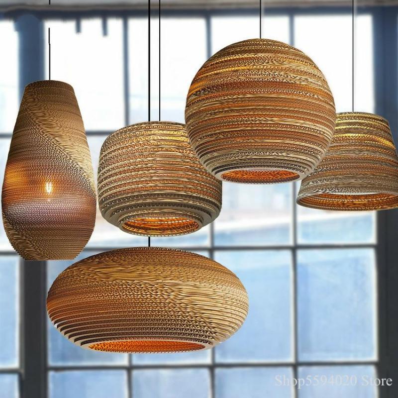 Muto Pastoral Silkworm Rustic hârtie lampă suspendată