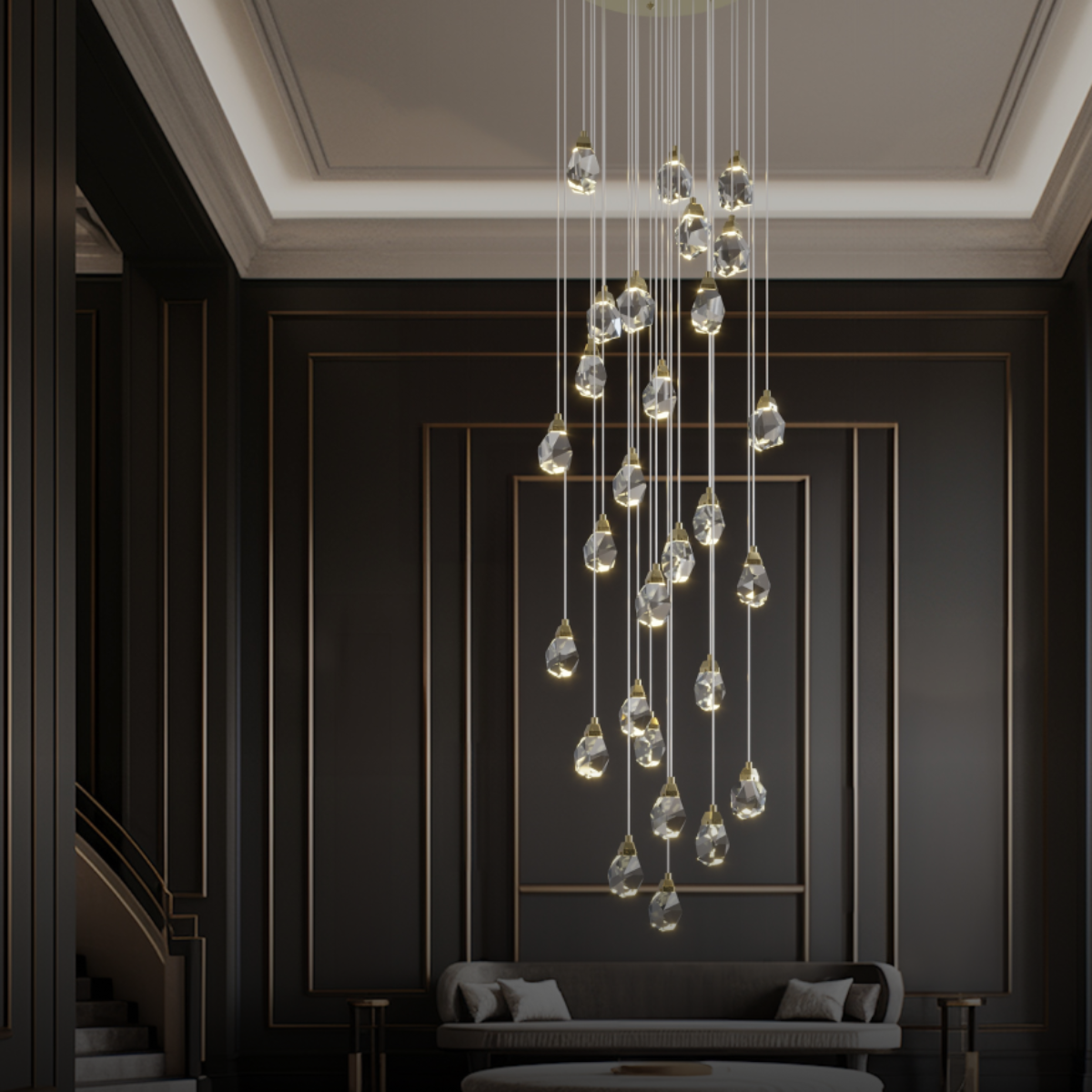 Kristy Design lampă suspendată din sticlă sferică și metal, culoare aurie