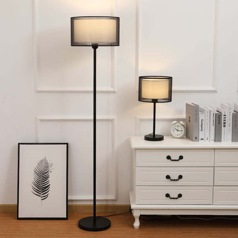 Baines lampă de masă și lampadar cu abajur din țesătură, 2 culoare