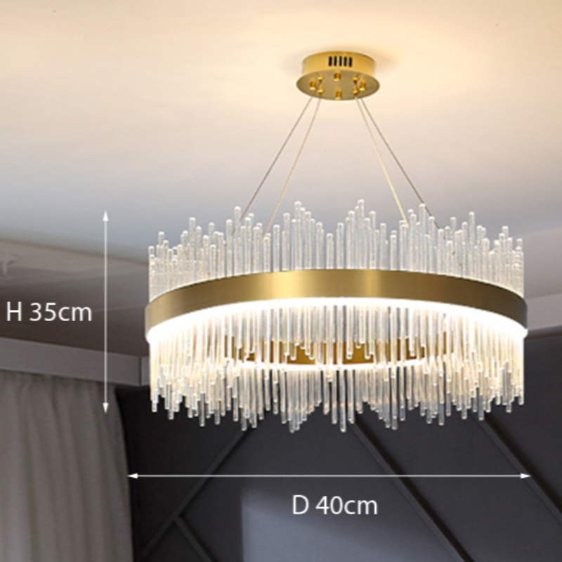 Kristy candelabru modern Rotund/Dreptunghiular cu Lanț, Aur