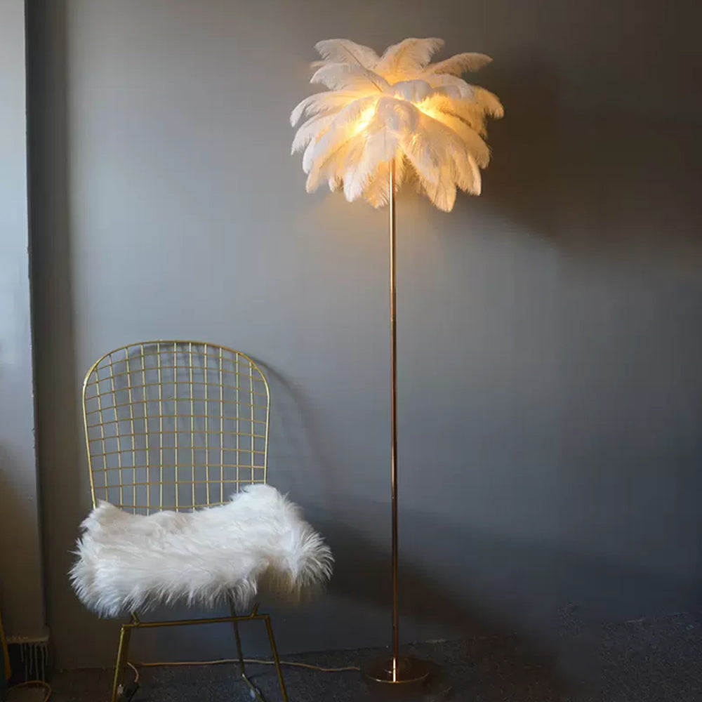O'Moore modern Natural lampadar cu Pene de Struț Aurit