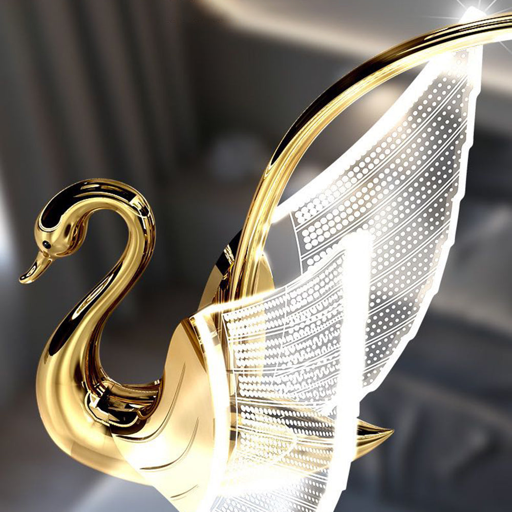 Arisha Art Deco Swan / aplică de perete din metal, Culoarea aurie/aur roz