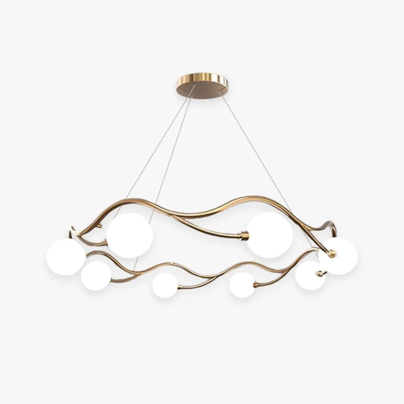 Valentina lampă suspendată modernă cu Design Undulat din metal/sticlă, alb/auriu