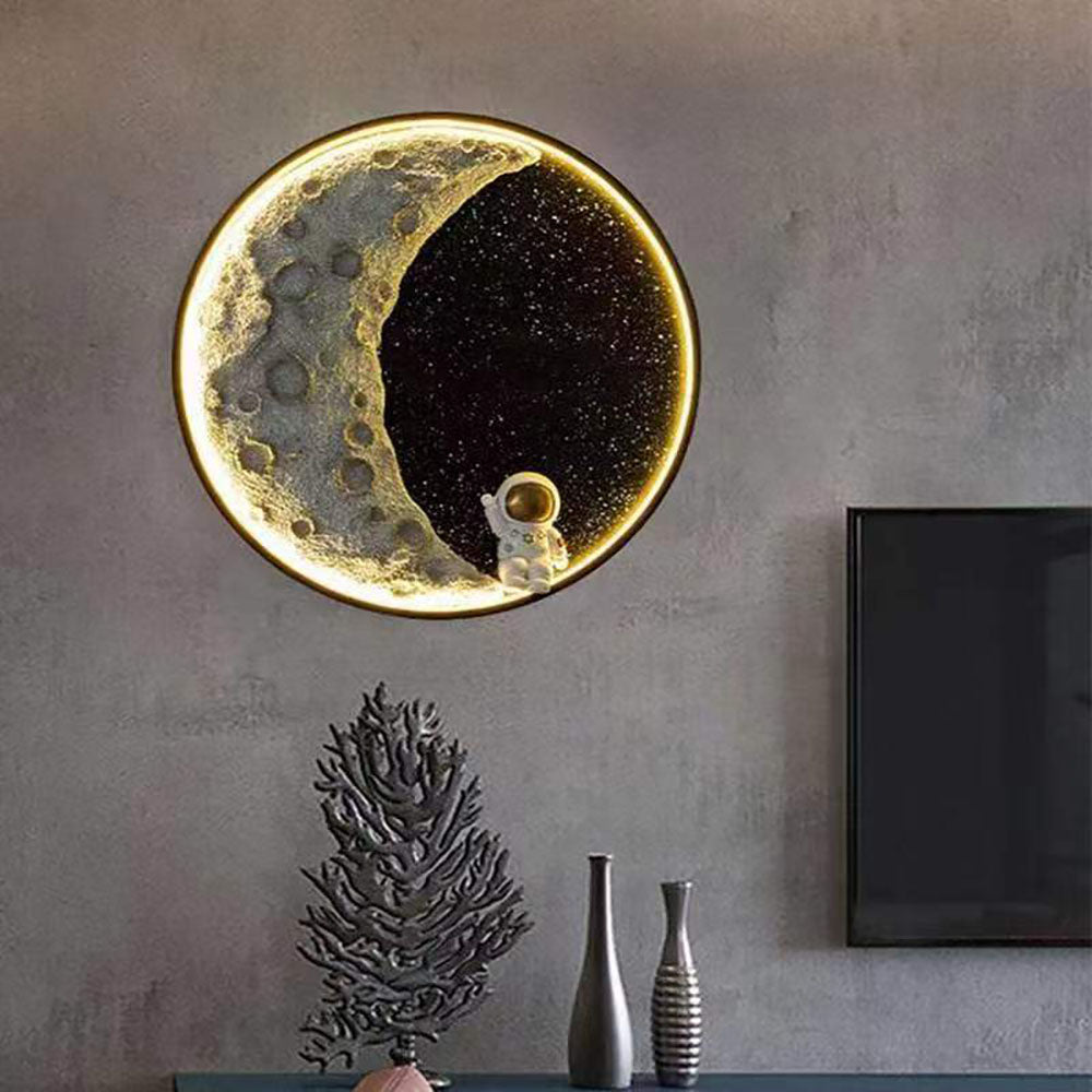 Aria modern Astronaut Moon metal negru aplică de perete